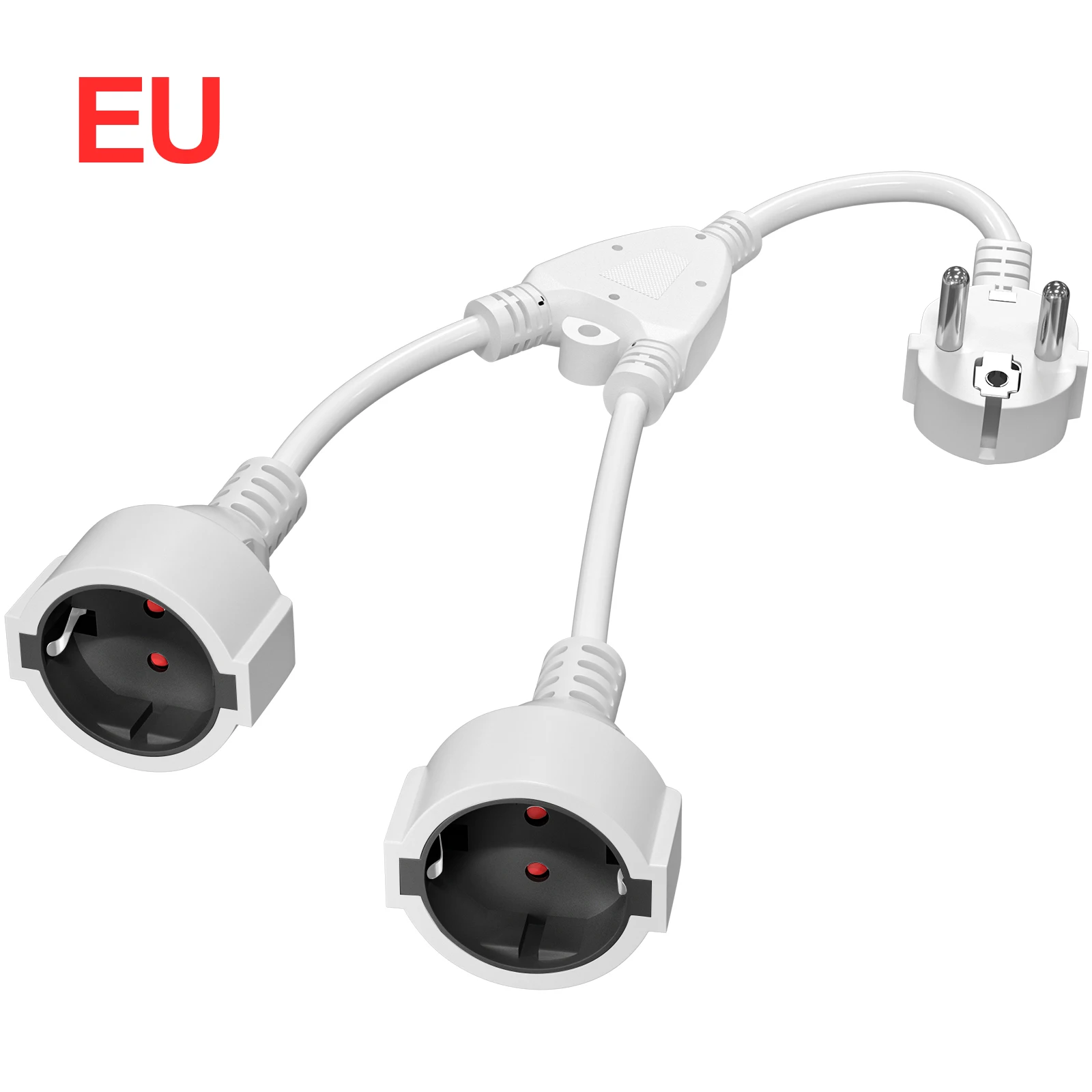 Beschermend contactverlengsnoer, AC Y-kunststof kabel korte kabel met 2 stopcontacten, stopcontact IP20 met dubbele stekkers voor thuis, op kantoor