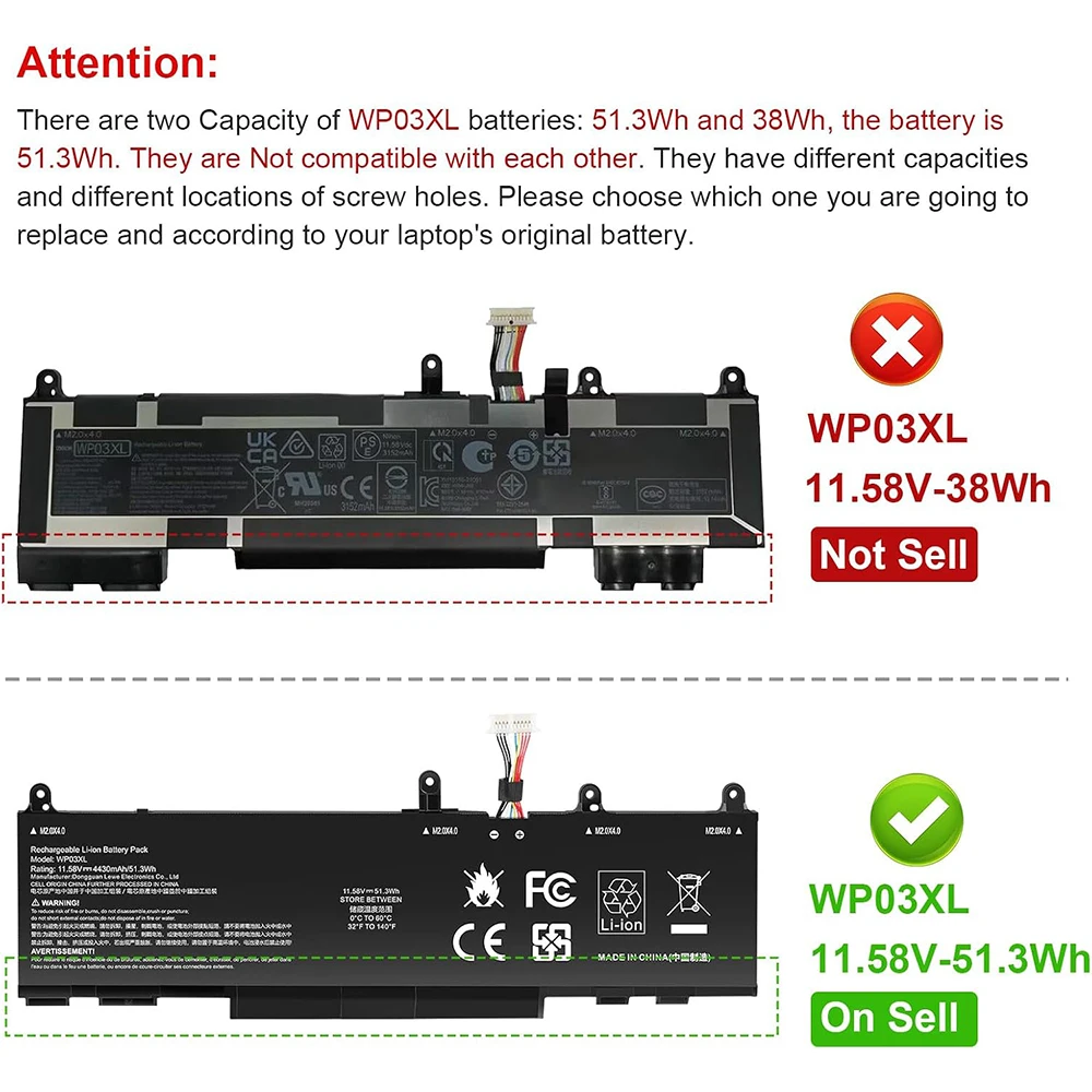 51.3Wh WP03XL M73466-005 M64305-421 Laptop Battery for HP EliteBook 830 835 840 845 860 865 G9 G10 835 840 845 860 865 G10 G11