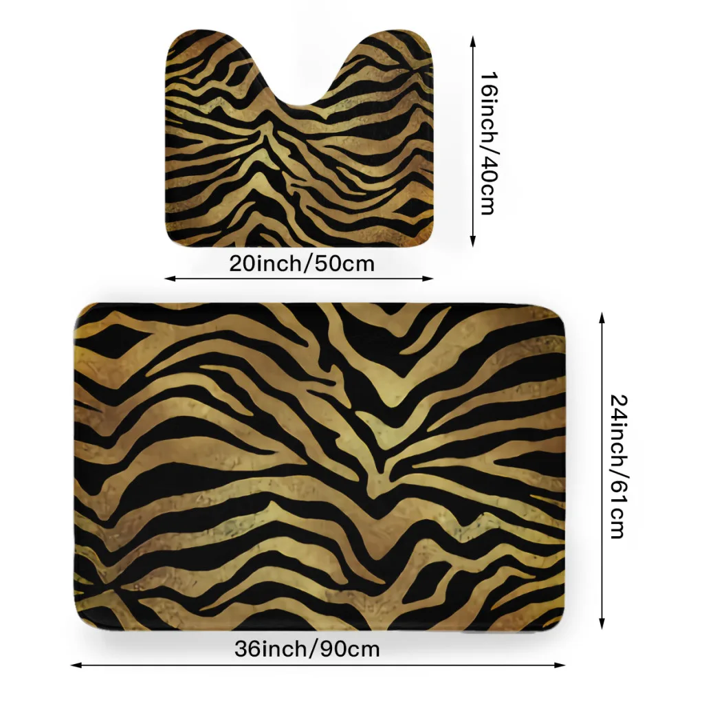 

Leopard Print 2 Sets Bathroom Antiskid Pad Non-Slip Bath Carpet Floor Mat Rug Flannel Baths Mat Bathroom Washable