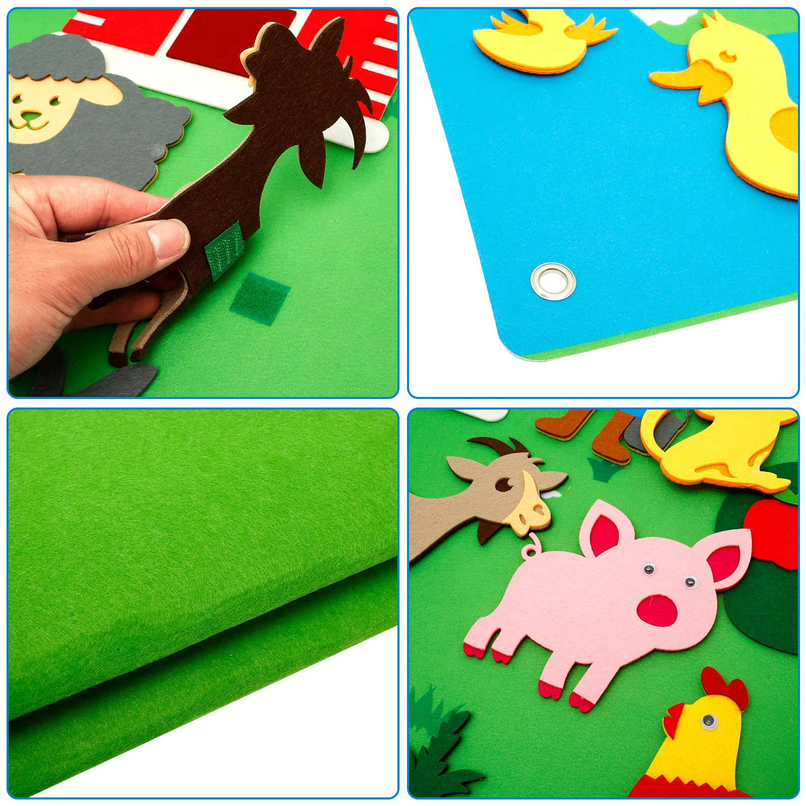 3,5ft Kinderen Leren Vilten Bord Boerderijdieren Vilt-Board-Verhaal Set Vroeg Leren Interactieve Speelset Dierentuin Flanellen Bord
