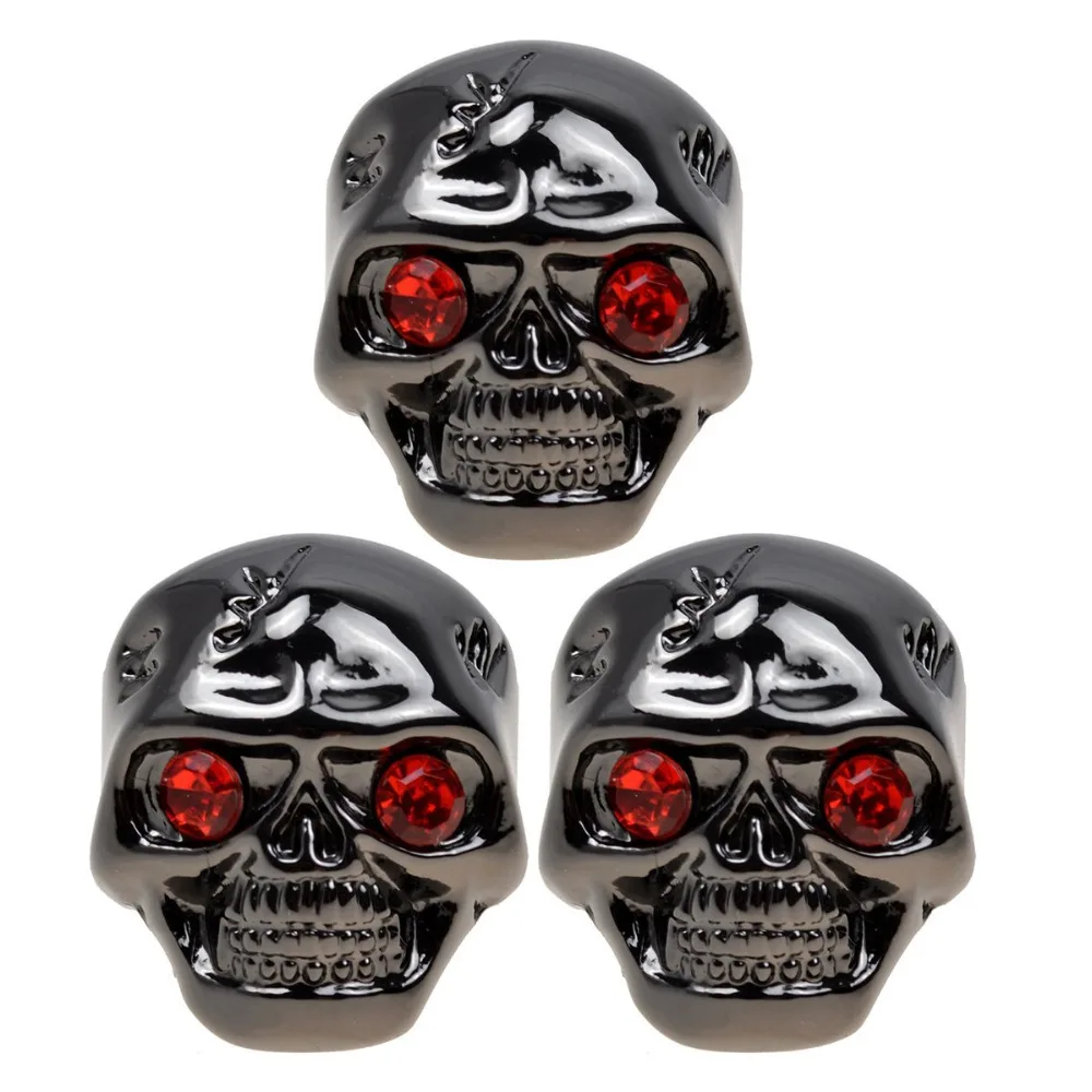 1 set of 3 Skull Head Guitar Volume Tone Control Knob Gold Chrome Black