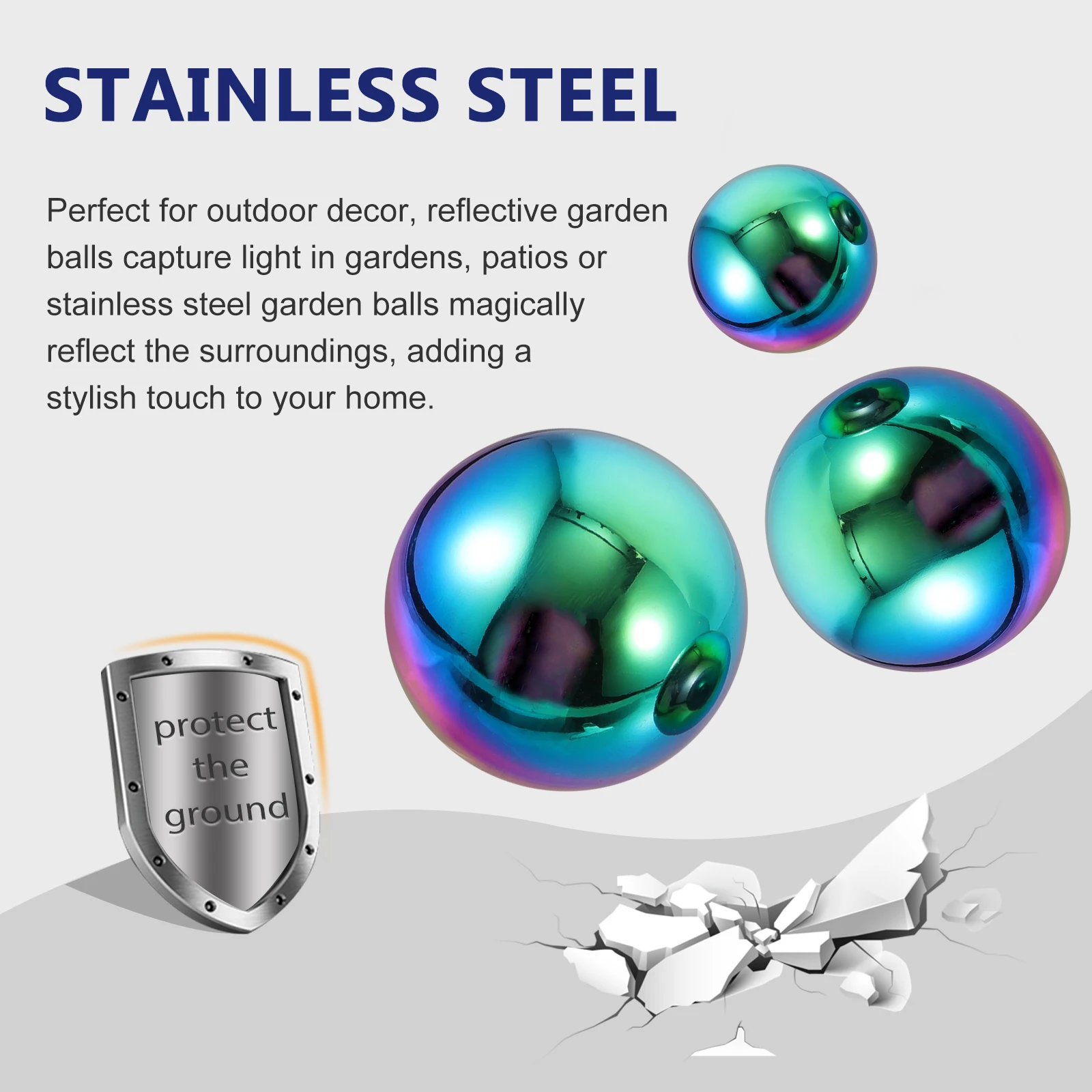 

3Pcs StainlessSteel Decorative Balls 38mm 60mm 76mm Hollow Lightweight DIY Balls Rectangle Round nament