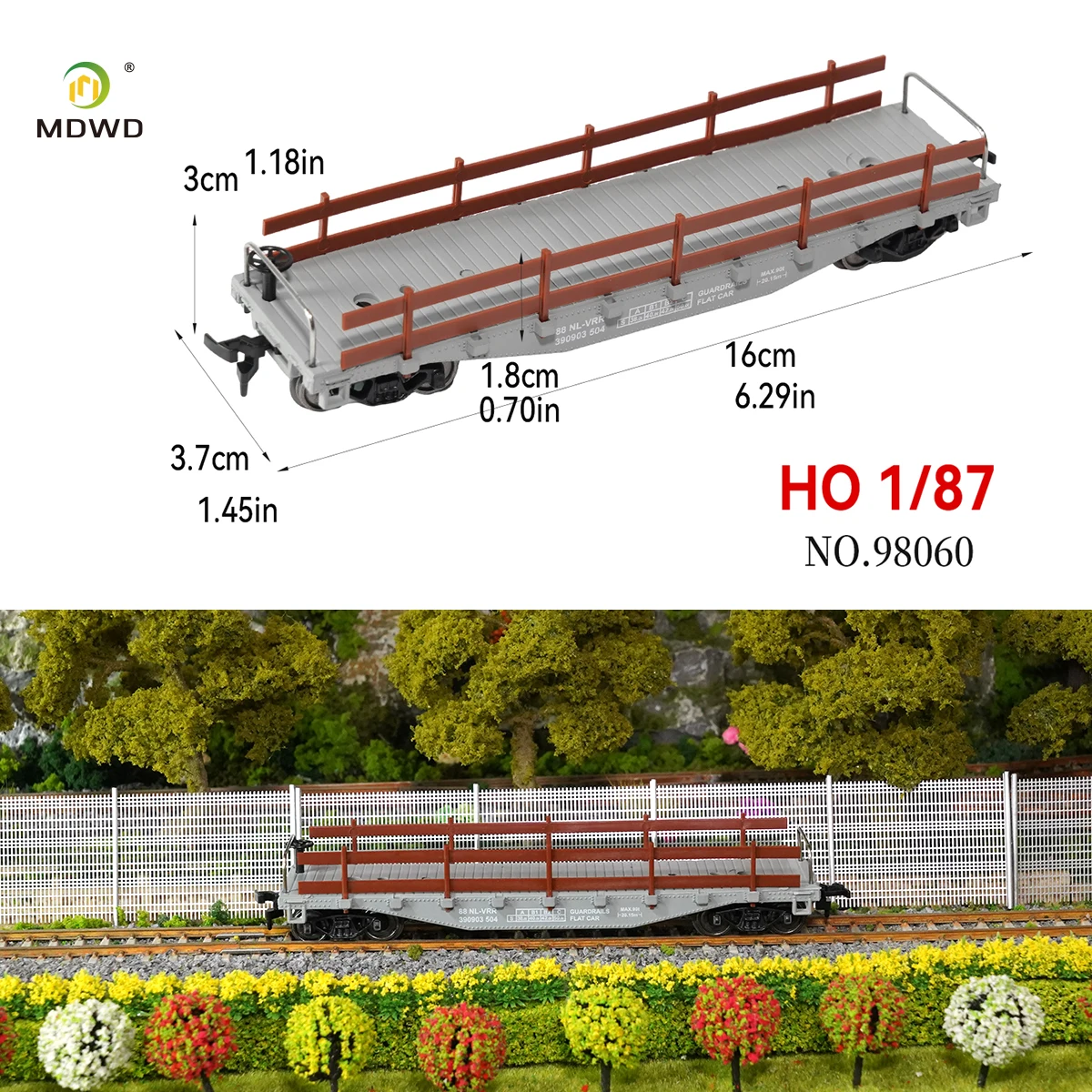 

Trains 1pcs HO Scale 1:87 52ft Flat Car Model Wagon Carriage DIY Railway Layout