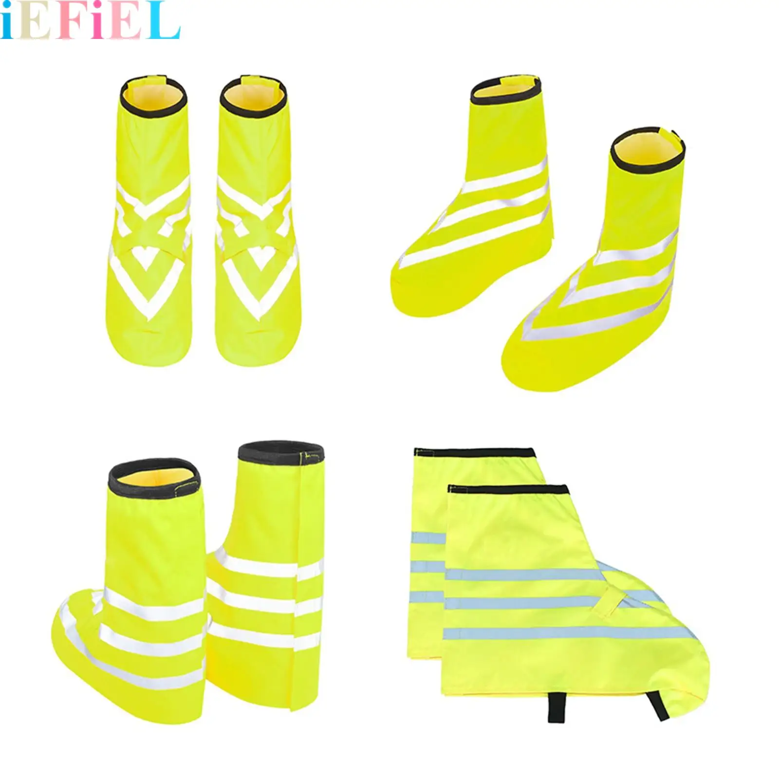 

1Pair Adults Reflective Strips Shoe Cover Hook-and-loop Fastener Water-resistant Shoe Covers for Outdoor Cycling