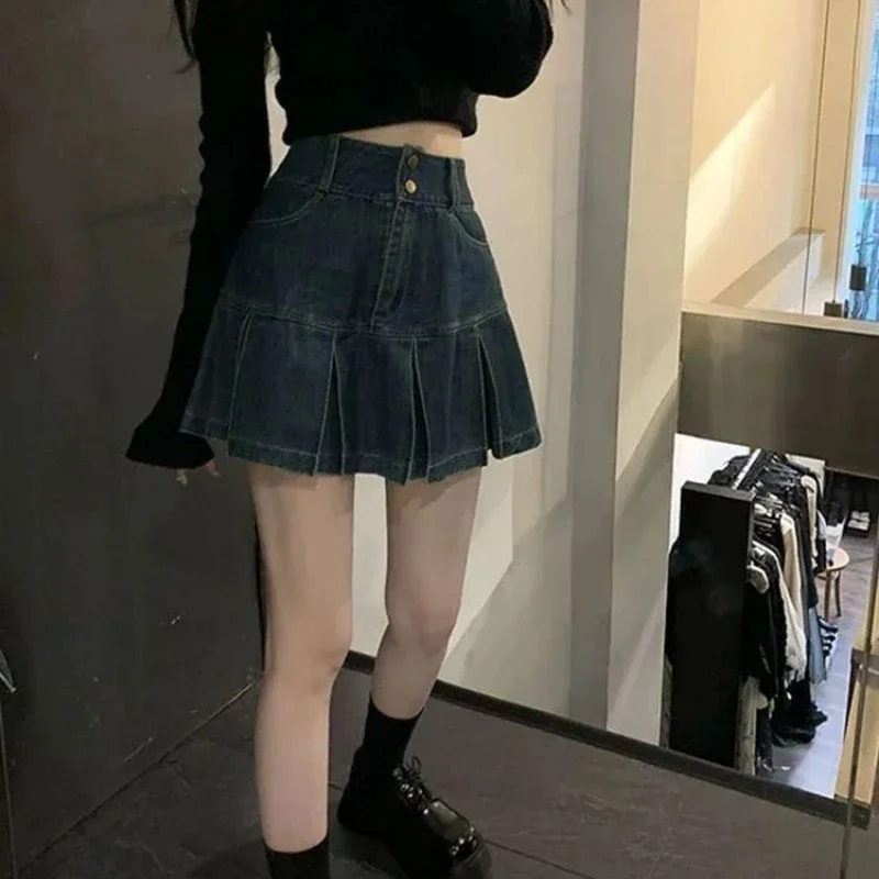 

Jeans Skirts for Women Short Gyaru Coquette Mini Woman Denim Skirt High Waist Cute Kawaii Sexy Premium Korean Style New in Cheap