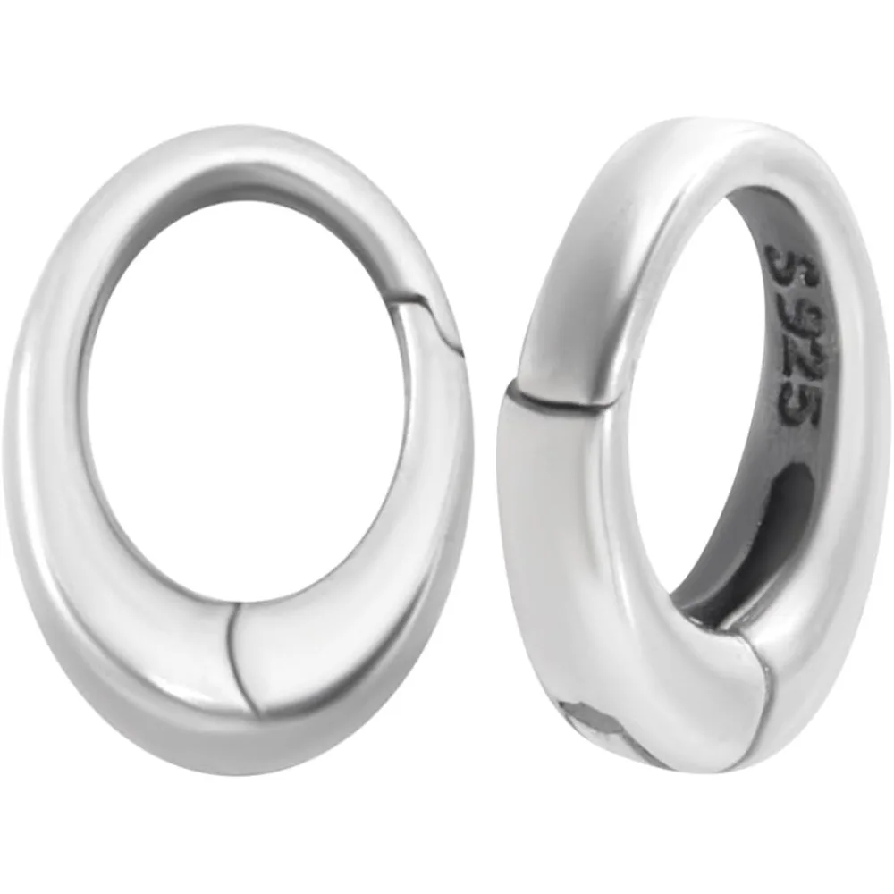 

2Pcs Spring Gate Rings 925 Sterling Silver 9x6x2mm Oval Ring Spring ring Trigger Clasp for DIY Jewelry Making kit
