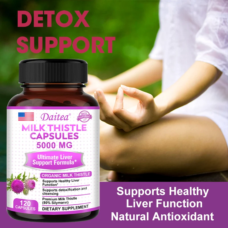 Organic Milk Thistle Extract Liver Capsules help lower cholesterol, support a healthy liver, detoxify and fight oxidants