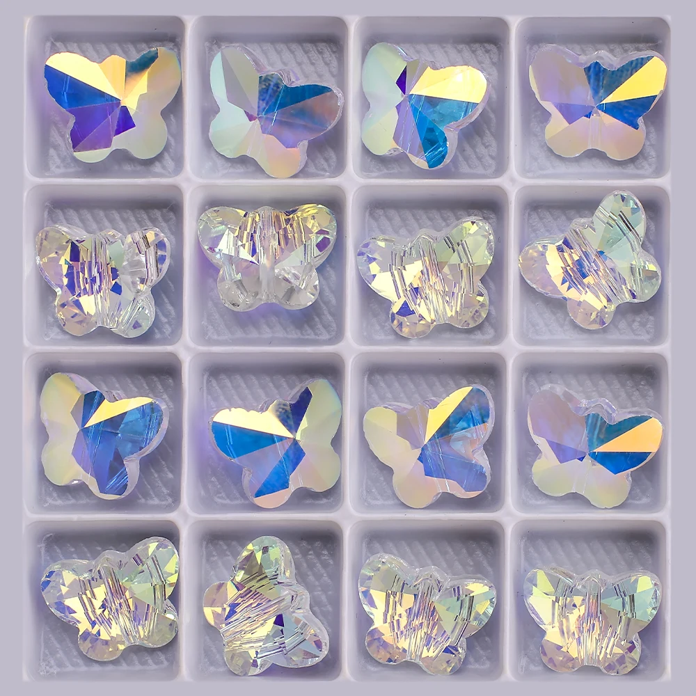 20Pcs 14mm Shiny AB Glass Crystal Pendant Beads Heart Butterfly Star Cross Flower Shape For DIY Making Earings Jewelry Findings - view 4