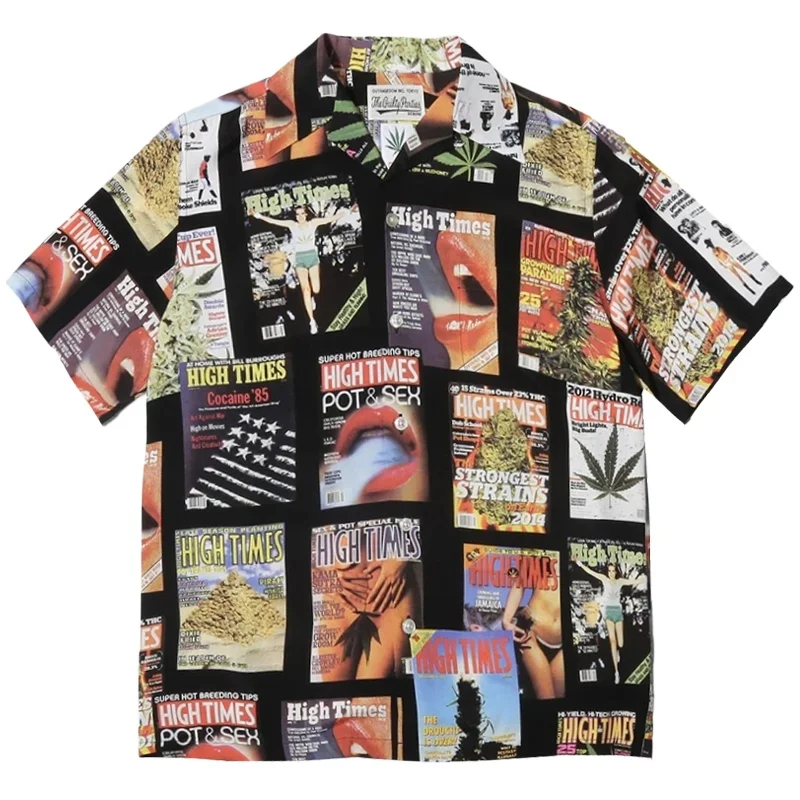 WACKO MARIA Best quality Hatsune Miku Poster Lips Hawaii Short Sleeve Shirt Shirt Summer WACKO MARIA Shirt Tops