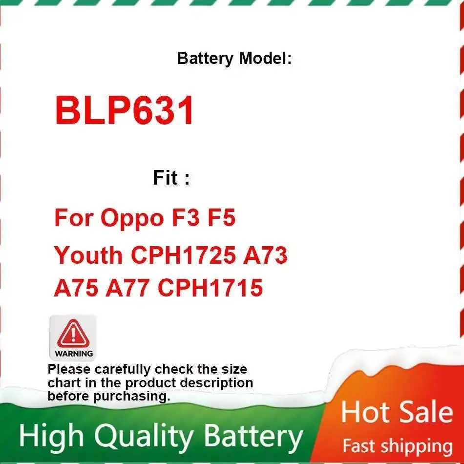 

BLP631 For Oppo F3 F5 Youth CPH1725 A73 A75 A77 CPH1715 Long Lasting Mobile Phone Battery 3200Mah