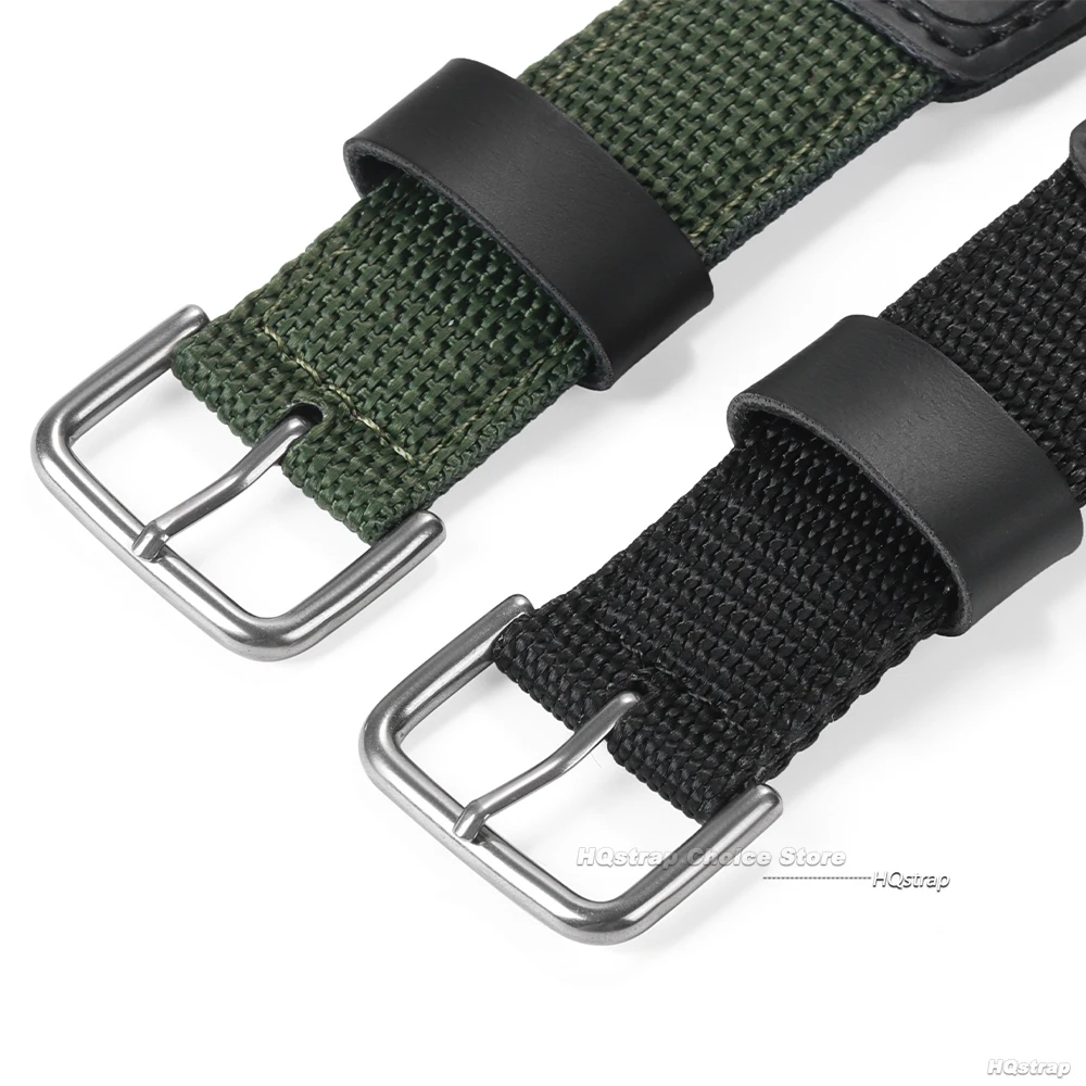 Nylon Strap for Casio AE-1200WH SGW-300 AQ-S810W F91W Convex Canvas Bracelet Men Women Sport Watchband 18mm Black Green Bracelet