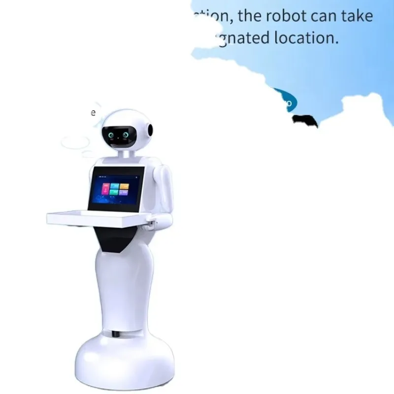 Robot Pelayan Restoran Cerdas, Robot Pengantar Makanan Navigasi Cerdas Otomatis, Robot Restoran