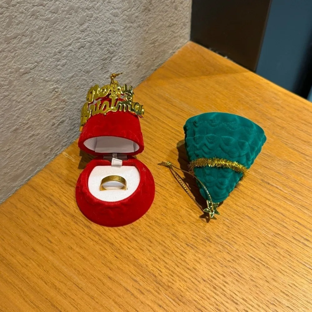 

Christmas Bell Christmas Jewelry Box Flocked Wedding Christmas Tree Ornament Snowman Anti-collision Santa Claus Rings Box