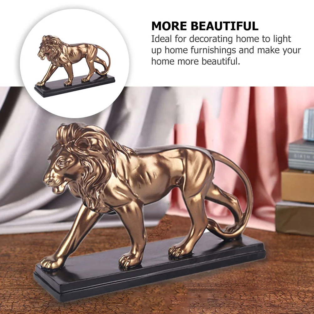 

1Pcs Resin Lion Sculpture Desktop Ornament Tabletop Home Decor Natural Artistic Craft Statue Decoration Lion Statue Ornament