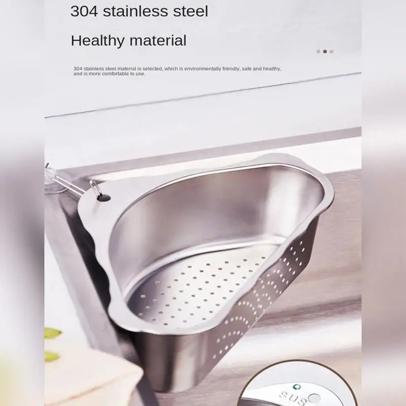Basket Colander For Kitchen Self-Draining Strainer Basket Stainless Steel Triangular Colander Basket Rustproof Washing