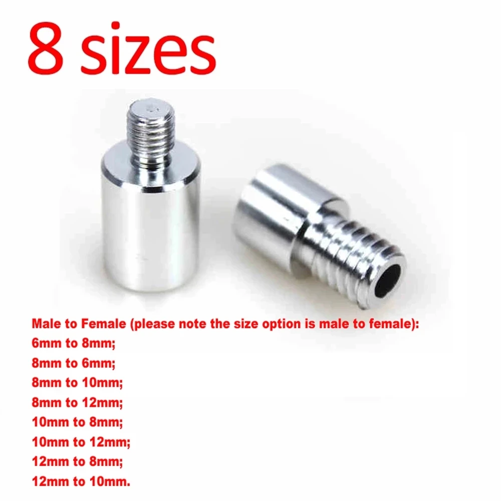 Wifreo 1PC Aluminum Zinc Alloy Landing Net Handle Thread Adaptor Male to Female 8mm to 10mm 8mm to 12mm 10mm to 8mm Accessory