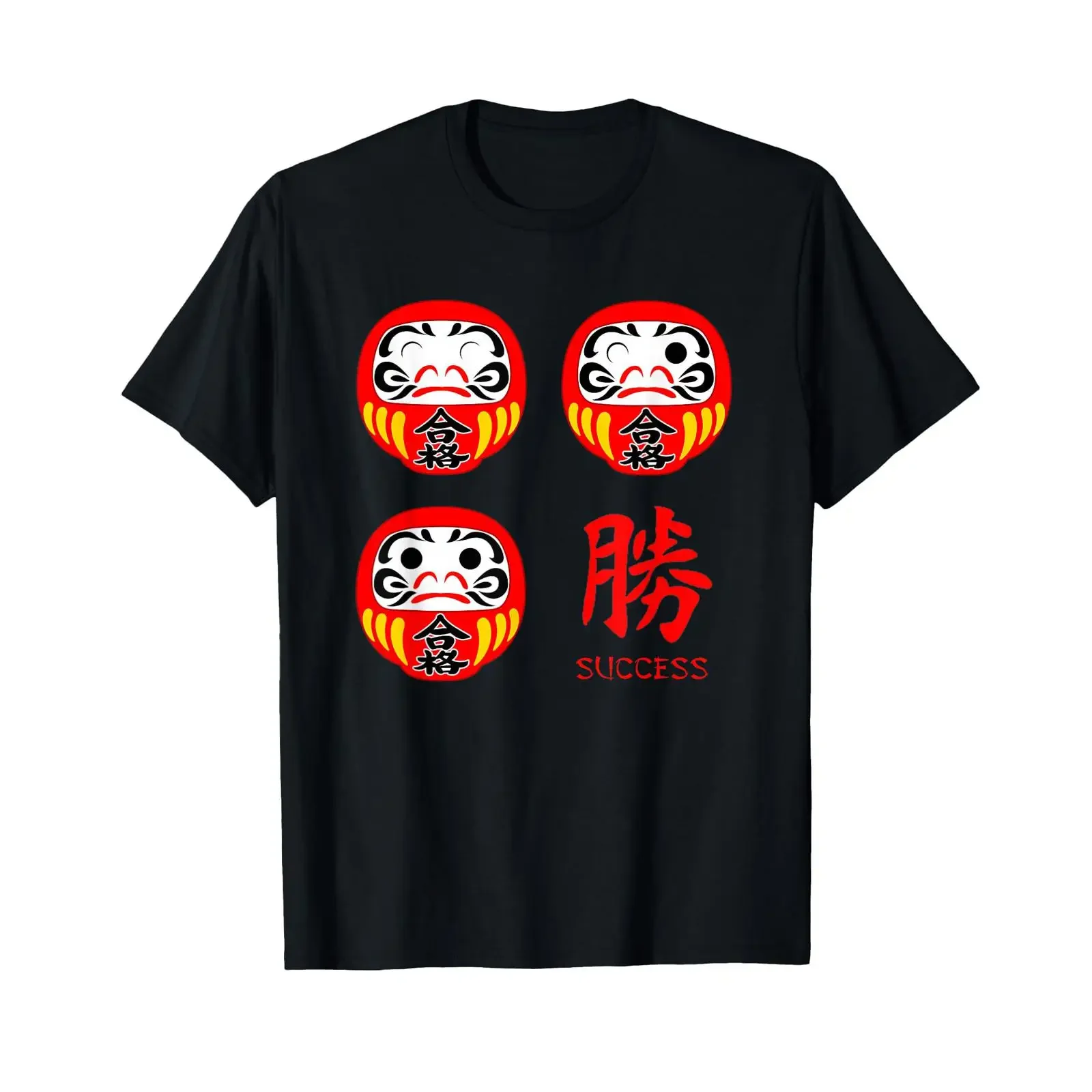 Good Luck Japanese Success Daruma Doll Encouragement T Shirt vintage Washed streetwear homme Soft Top For Everyday Wear