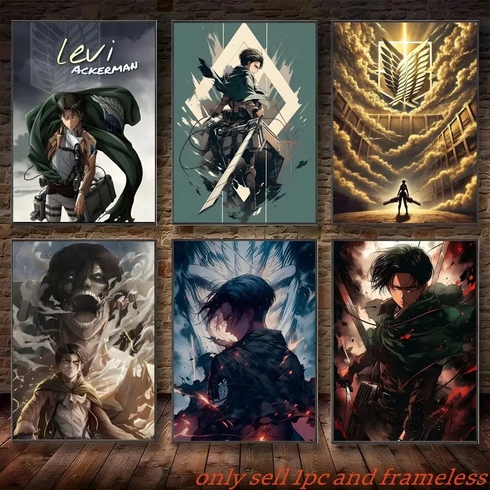 Anime Attack on Titan L-Levi Ackerman Poster Waterproof PP Self-Adhesive Removable Wall Art for Bedroom Cafe Gym Home Decor Gift