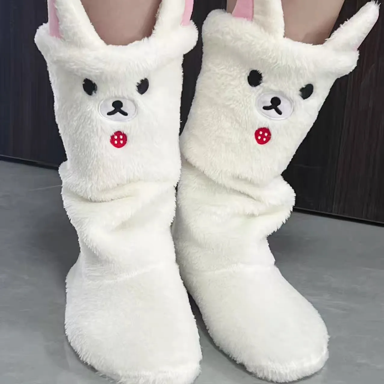 Nowe Kawaii Rilakkuma Korilakkuma Miś Dziecięce Dziewczęce Zimowe Podkolanówki Ocieplające Stopy Skarpetki Warstwowe Dla Kobiet