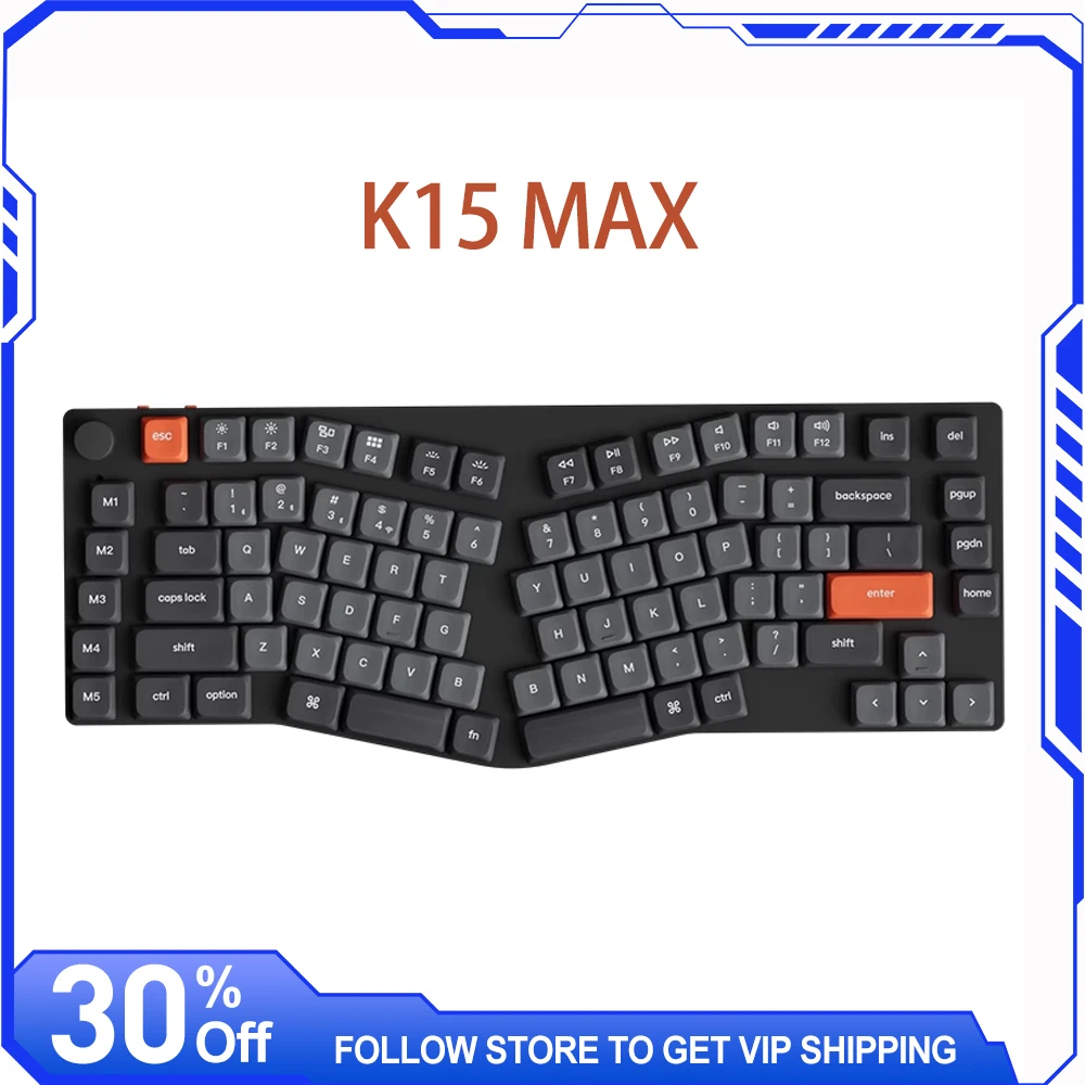 

K15MAX Alice Механическая клавиатура Беспроводная трехрежимная белая подсветка/RGB Бизнес-офис Эргономичная клавиатура QMK/VIA по индивидуальному заказу