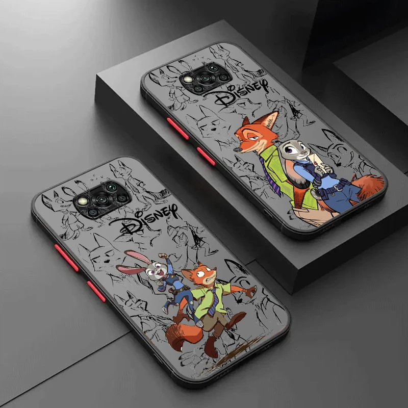 

Disney Zootopia Cute Cartoon Frosted Translucent For Xiaomi Mi Poco X5 X4 X3 M6 M5S M5 M4 M3 F5 F4 F3 GT Pro 5G Back Phone Case