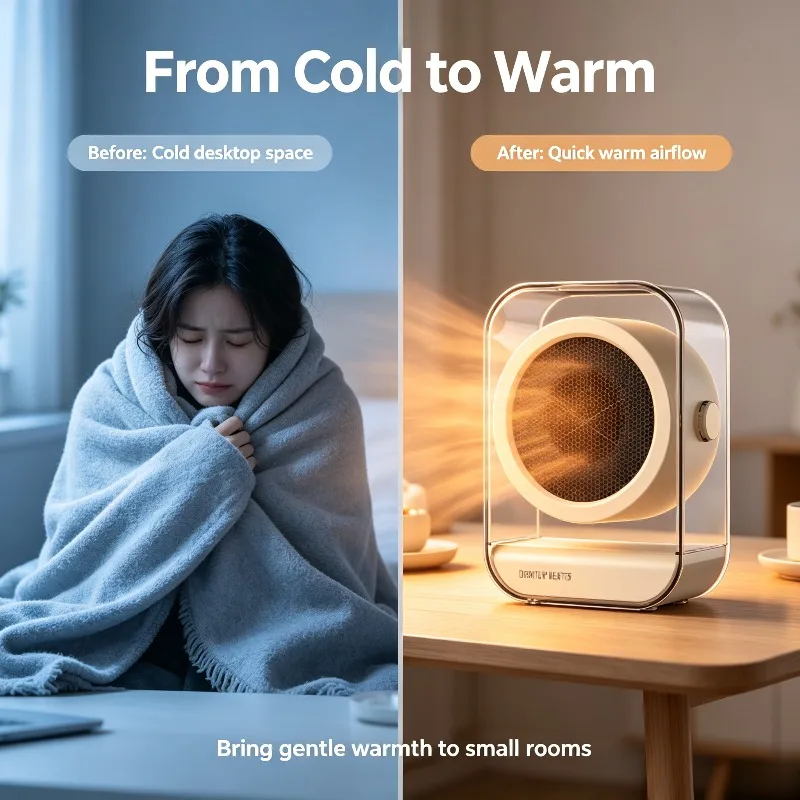 Energy Saving Portable Desktop Heater Rapid Heating Low Noise Electric Warmer Student Dorm Home Office Supply