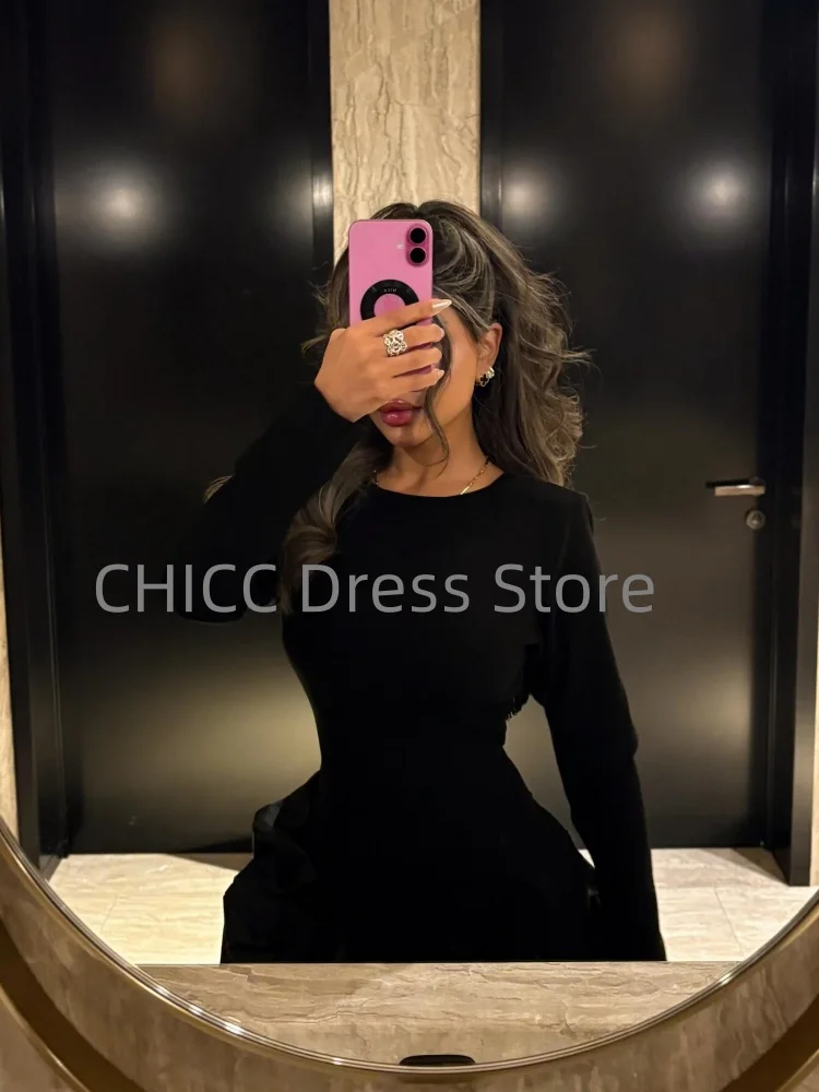 ชุดราตรี 2025 O-คอยาวแขนยาวBacklessกระโปรงมินิชุดพิเศษElegant Party Dress Vestidos De Festaที่กําหนดเอง