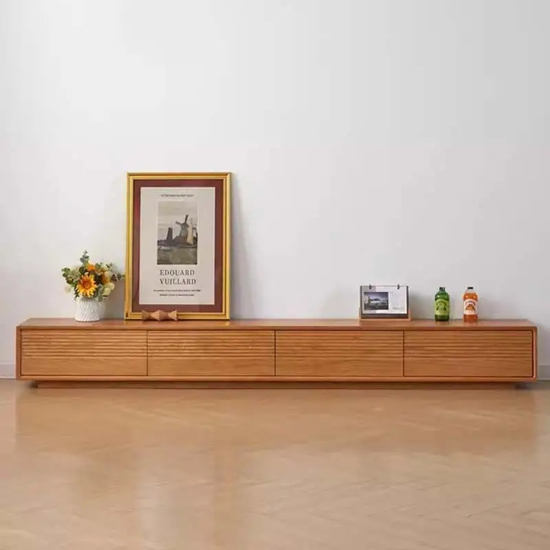 

Solid wood TV cabinet combination modern simple Japanese locker living room small apartment log floor cabinet