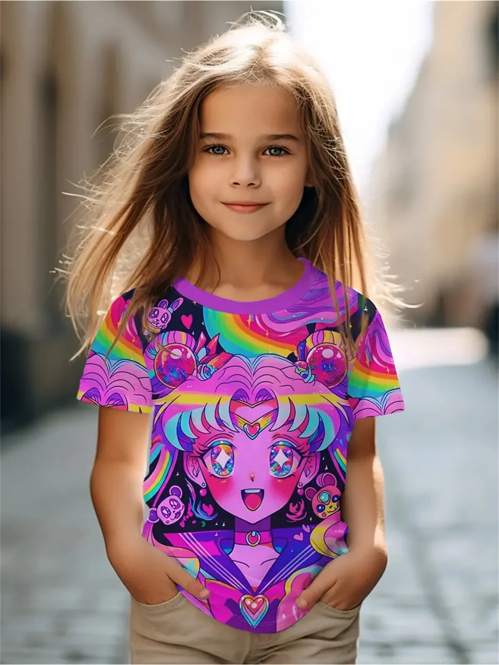 2025 Camisetas casuales, ropa para niñas, nuevas camisetas divertidas con estampado 3d de animales para niñas, camisetas de manga corta a la moda para fiestas