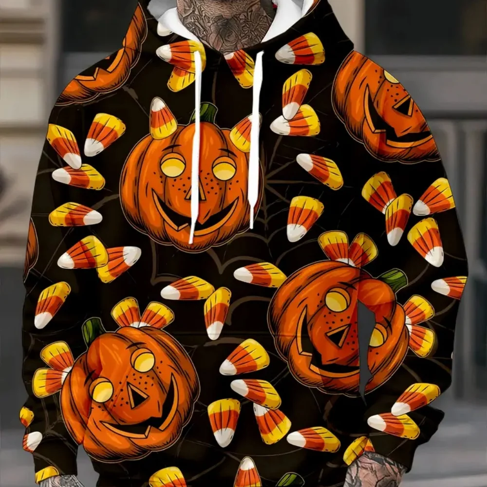 

2025 New Halloween Pumpkin Bat Pattern Hoodies For Men Tops 3D Full Printing Hoodie Men Women Pre-Chrislktmas Casual Sweatshirts
