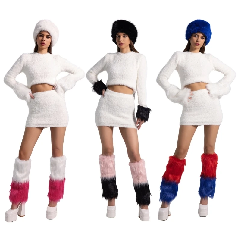 

Cosplay Plush Russian Hat with Leg Warmer Plush Wrist Cuffs for Performances Dropship