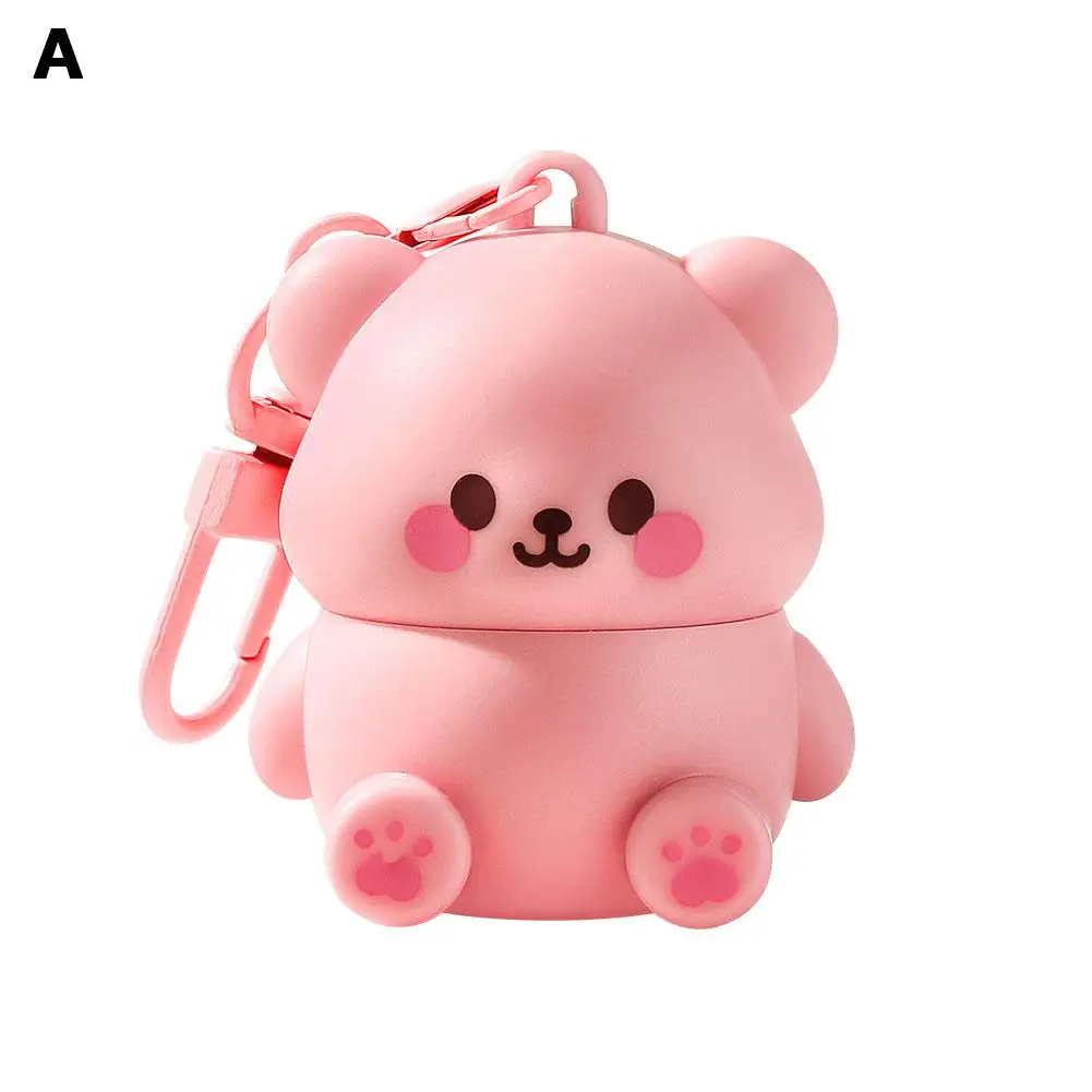 LLavero 2 en 1, lápiz labial para niños, cuidado con sabor afrutado, brillo hidratante para labios, bonito oso, agrietamiento, bálsamo L G9f9