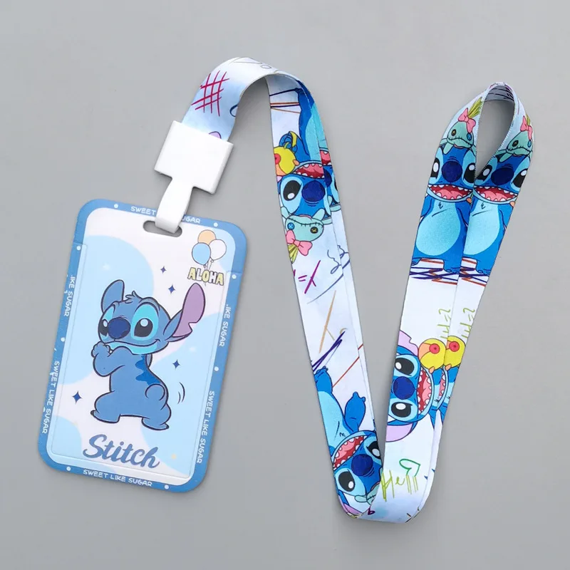 

Брелок с героями мультфильмов Disney Stitch, держатель для удостоверения личности мобильного телефона, чехол для кредитных карт, брелок, аксессуары, студенческий держатель для карт, подарок