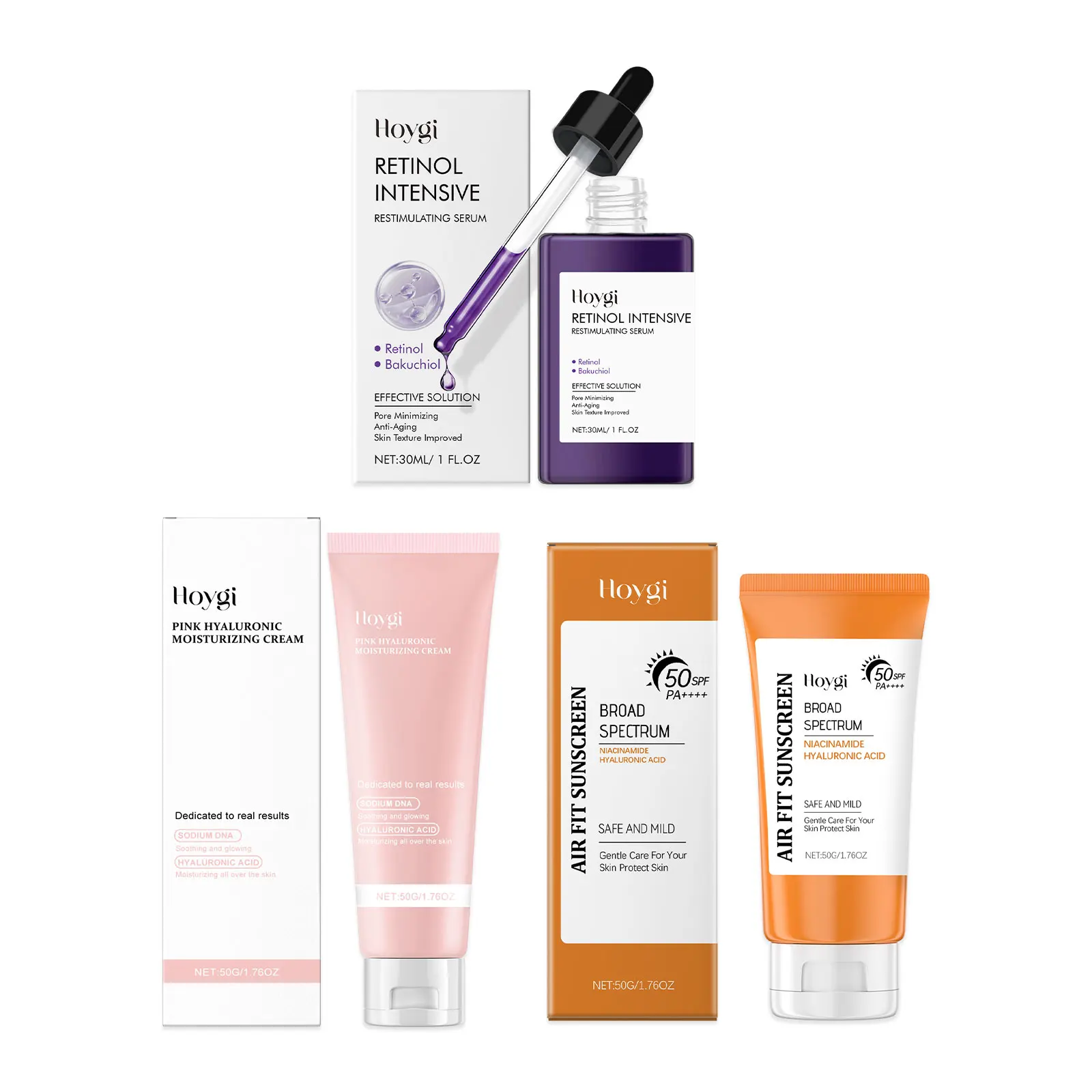 Portable Spf 50 Sunscreen Anti Oxidant Oil-Control Retinol Serum Imrpove Roughness Skin Moisturizing Smoothing Face Cream Travel