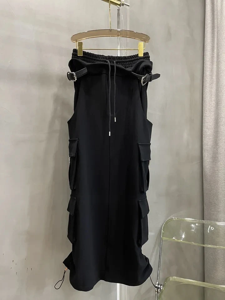 

2024SS Summer Luxury Casual New Women High Quality Long Black Skirt for Female