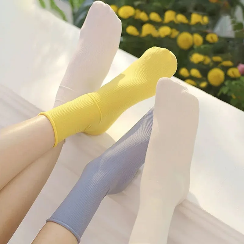 

20/10/5 pairs Summer Thin Ice Socks Comfortable and Breathable Mid Cap Socks Candy Color Instagram Trendy Socks Versatile