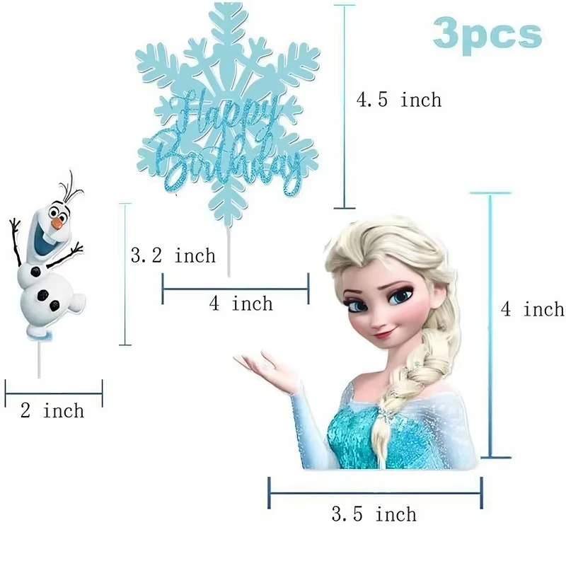 فروزن إلسا برينسيس الأزرق الاكريليك كعكة توبر لحفلة عيد ميلاد الديكور كب كيك القبعات العالية استحمام الطفل العلم كعكة ديكور