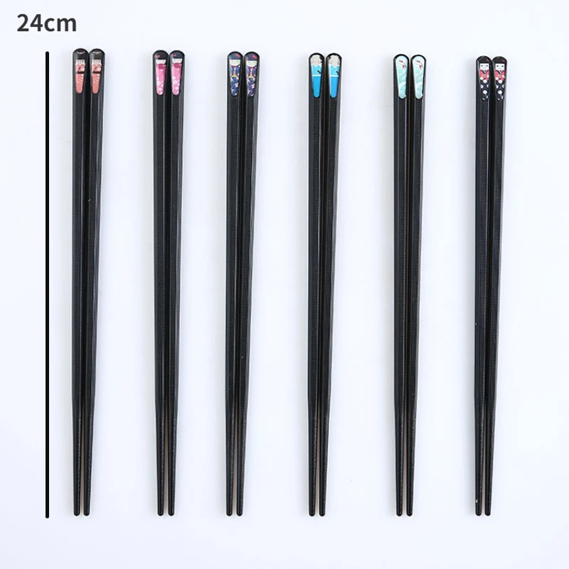 10 Pieces Japanese Nail Chopsticks Bamboo Textured Alloy Chopsticks Creative Household Anti-slip Anti-bacterial Chopsticks Set