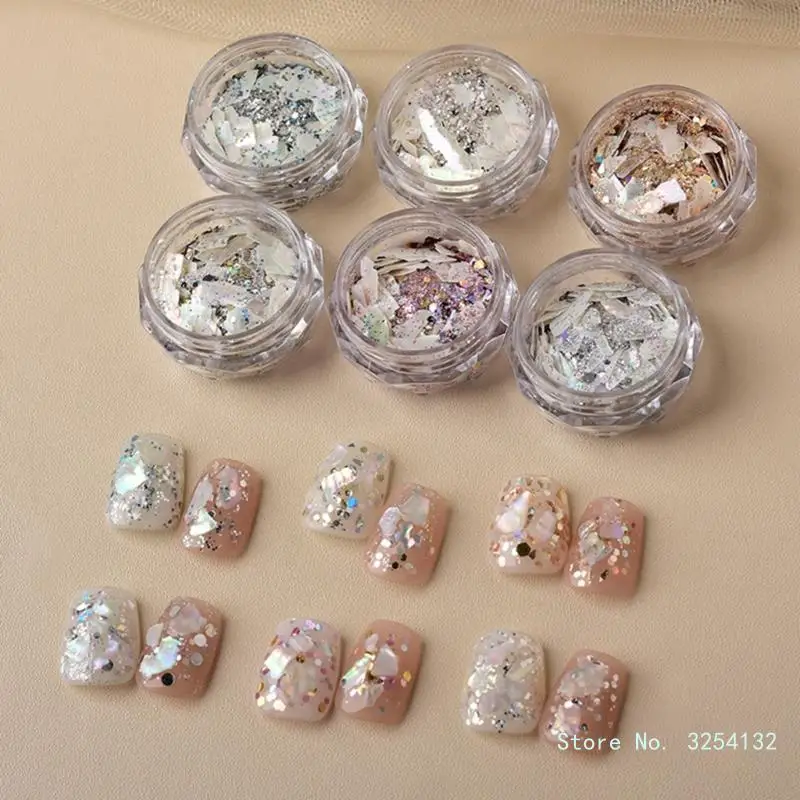 3D Nail Art Crushed Sea Shells Irregular Natural Abalone Seashells Slices Nail Art Sequins Manicure Decor for DIY Crafts