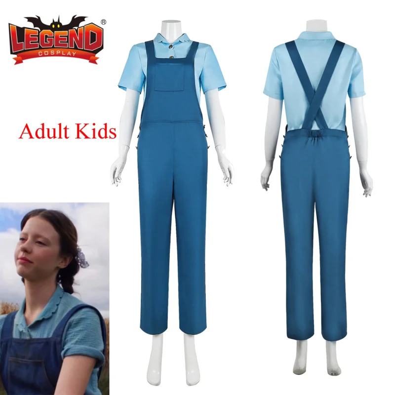 Movie Pearl Cosplay Costume Blue Jumpsuit Horror Movie X Prequel Shirt Strap Pants Farm Suit Halloween Woman Carnival Party Suit