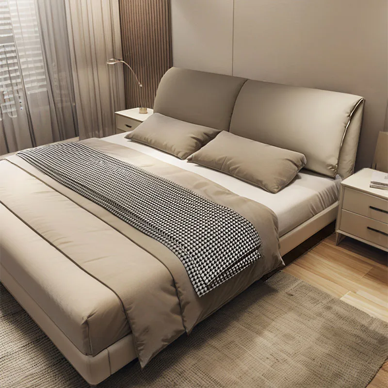 

Small apartment solid wood storage double wedding bed, master bedroom big bed light luxury Italian style