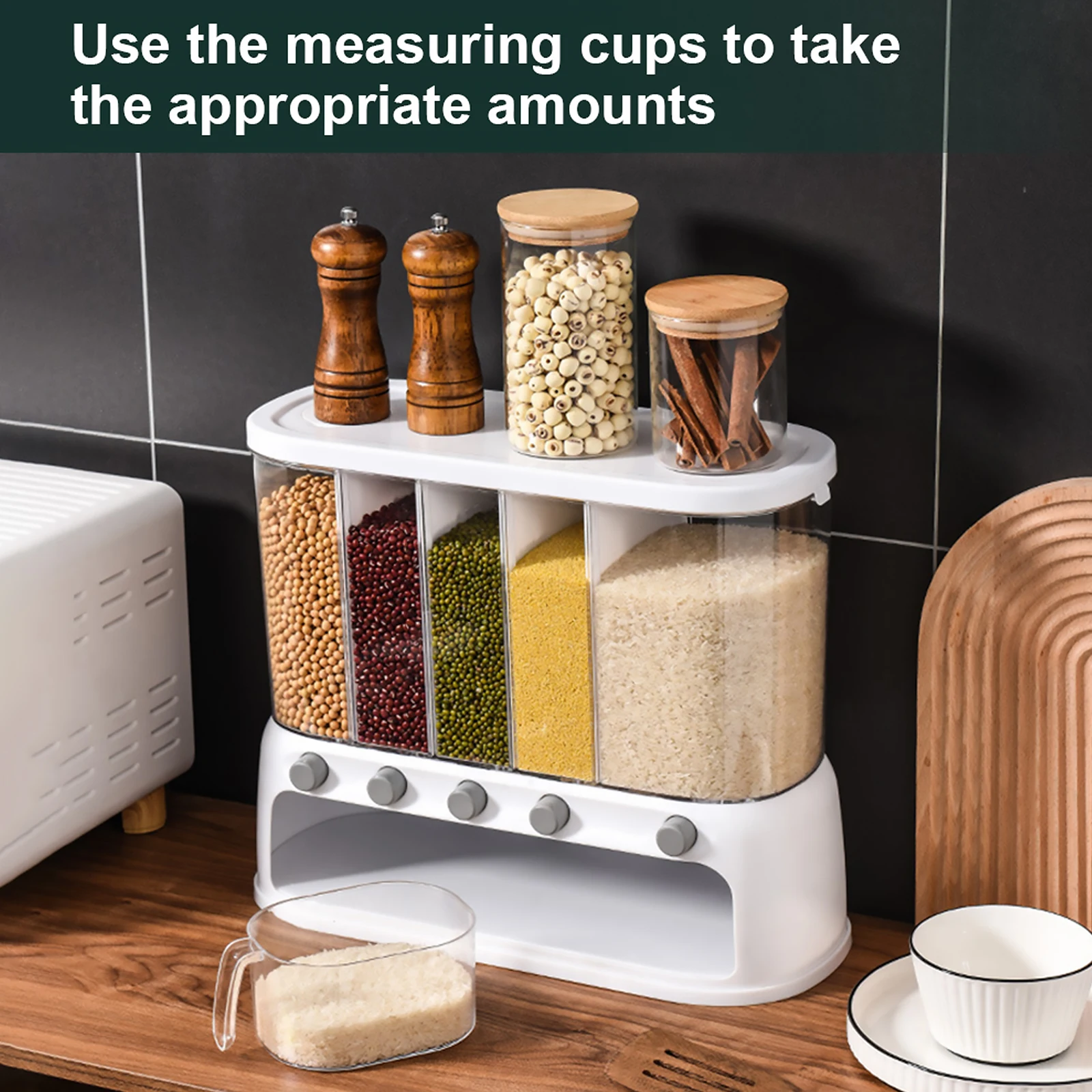 Contenitore per cereali da 12 litri Dispenser per cereali a prova di umidità Secchio separato per riso multifunzionale con coperchio per cucina domestica