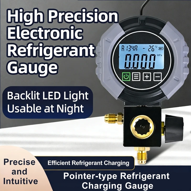 

0-6000 KPa Digital Manifold Pressure Gauge LCD Electronic HVAC Pressure Tester with Magnetic Foldable 360° Rotatable Hook