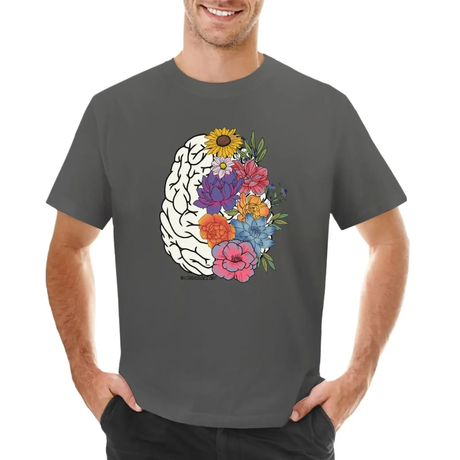 Floral Brain 2 T-Shirt sublime boys animal print summer top men graphic t shirts