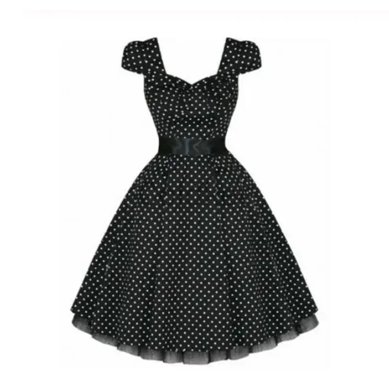 Plus Size cap sleeve Summer Dress Vintage Rockabilly Dress Dresses 50s Retro Big Swing Pinup Women Audrey Hepburn Dress Vestidos