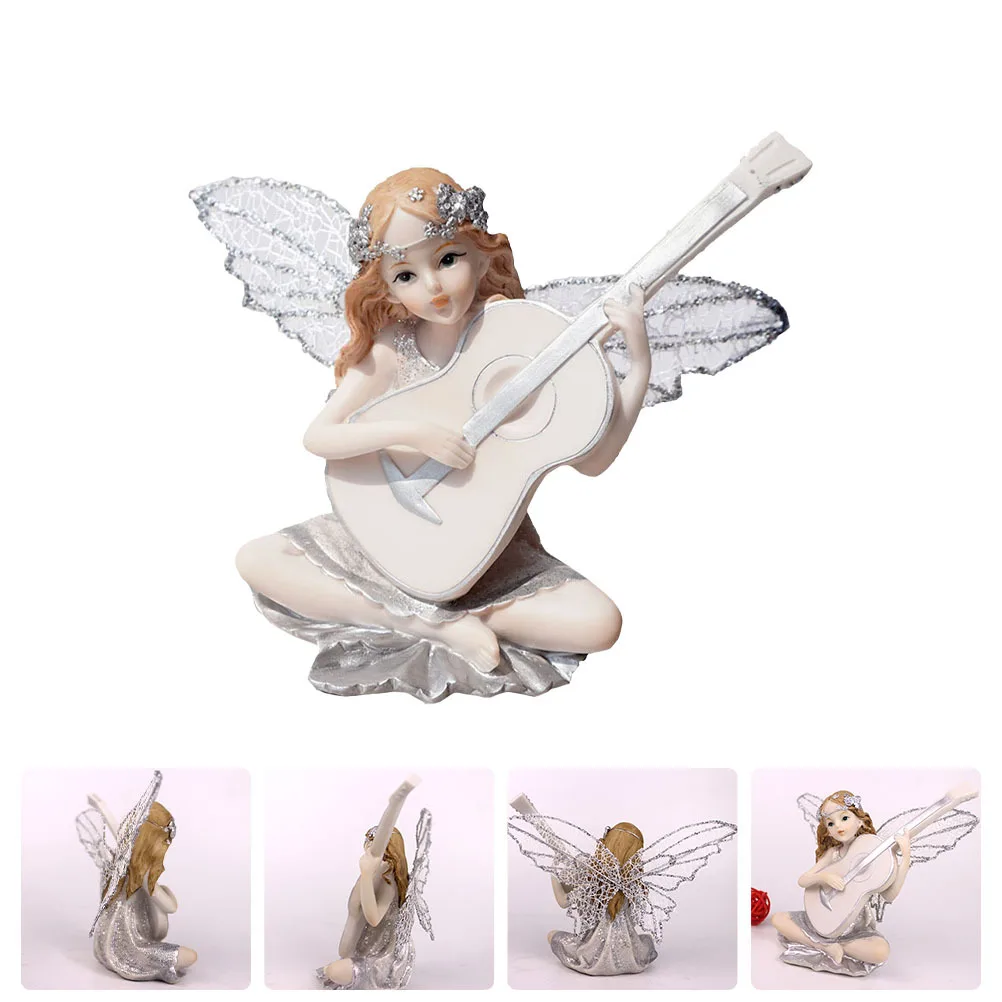 

Guitar Decor Ornament Exquisite Angel Home Decor Resin Handcraft Creative Indoor Outdoor Decoration Angel Ornament