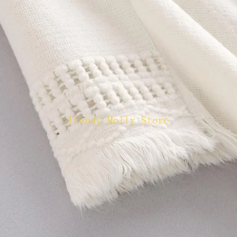 

N5KB женская зимняя теплая вязаная накидка-пончо с капюшоном, однотонная вязаная крючком шаль с бахромой и кисточками, большой