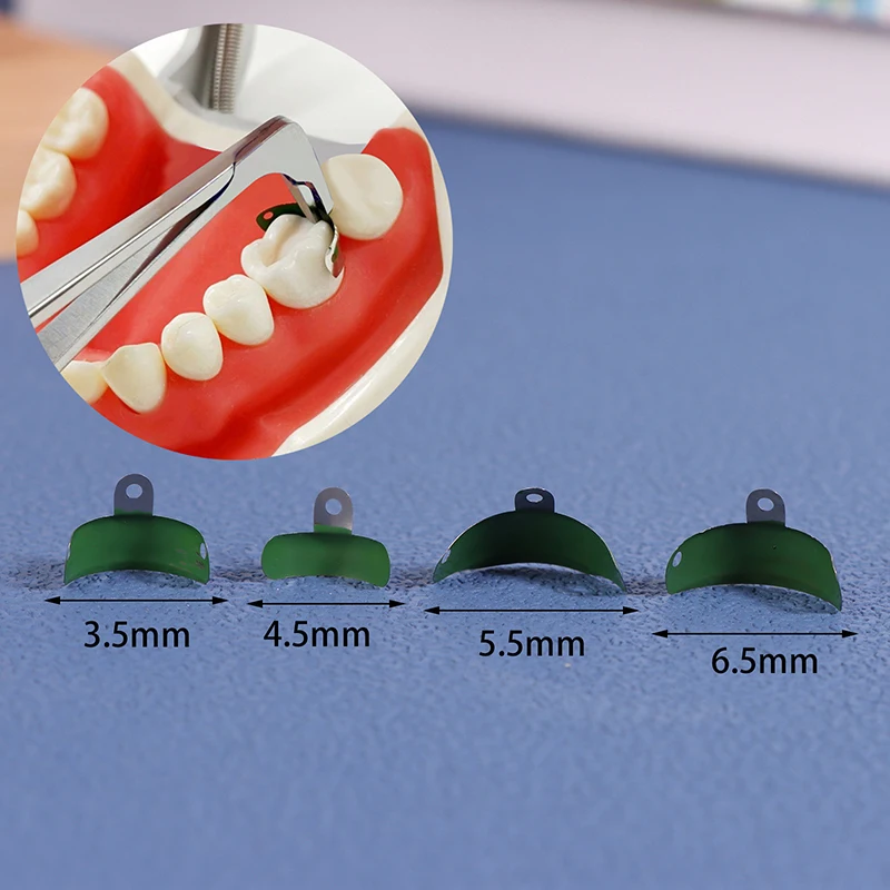 Dental Matrix Bands Non-Stick Stainless Steel Coated Composite Matrices Green 3.5/4.5/5.5/6.5 Wedges Tooth Restoration