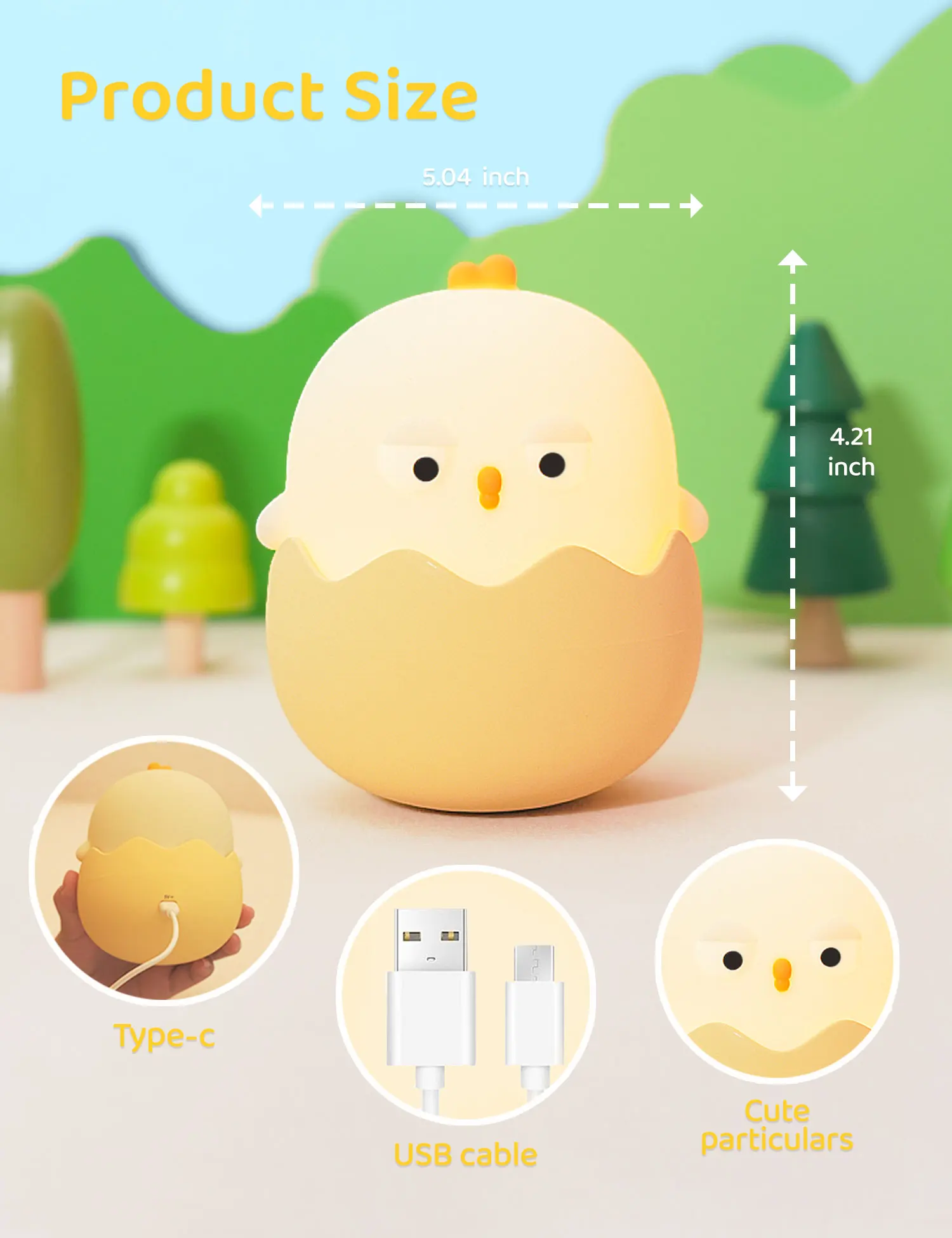 Night Lights Eggshell Chicken Silicone LED Light Children's Bedroom Decorate 7 Color Touch Adjustable Nightlight Indoor Lighting