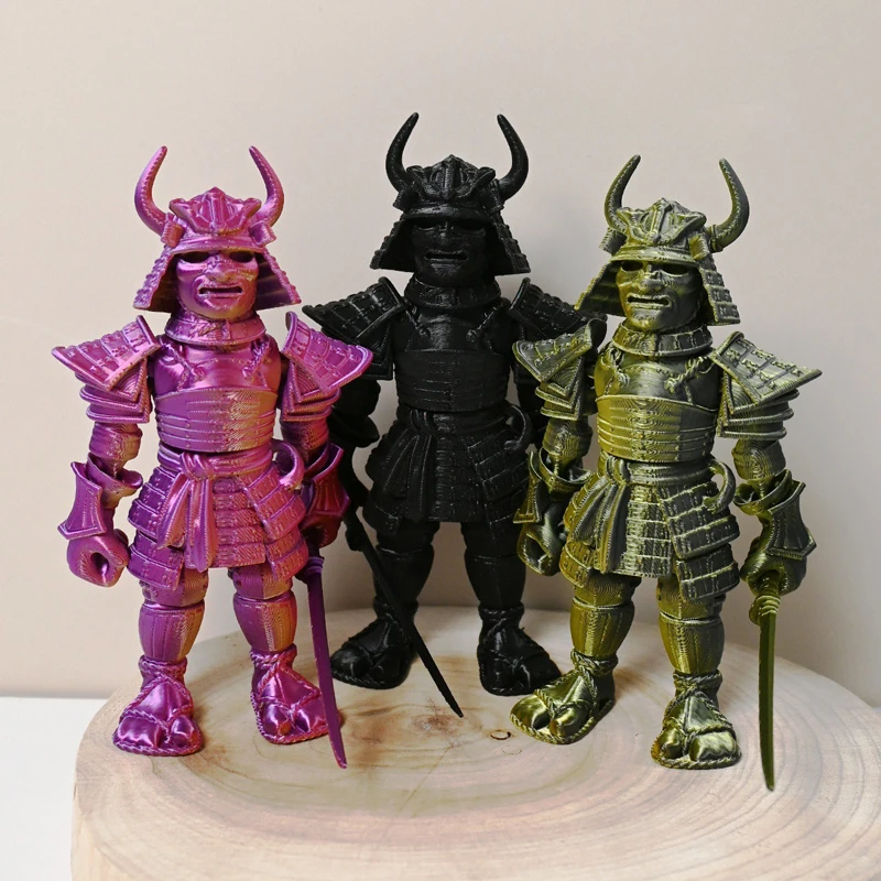 3D Printed Japanese Sword-Wielding Oni Samurai Dark Warrior Action Figures Home Office Desk Decor Collection Toy for Play